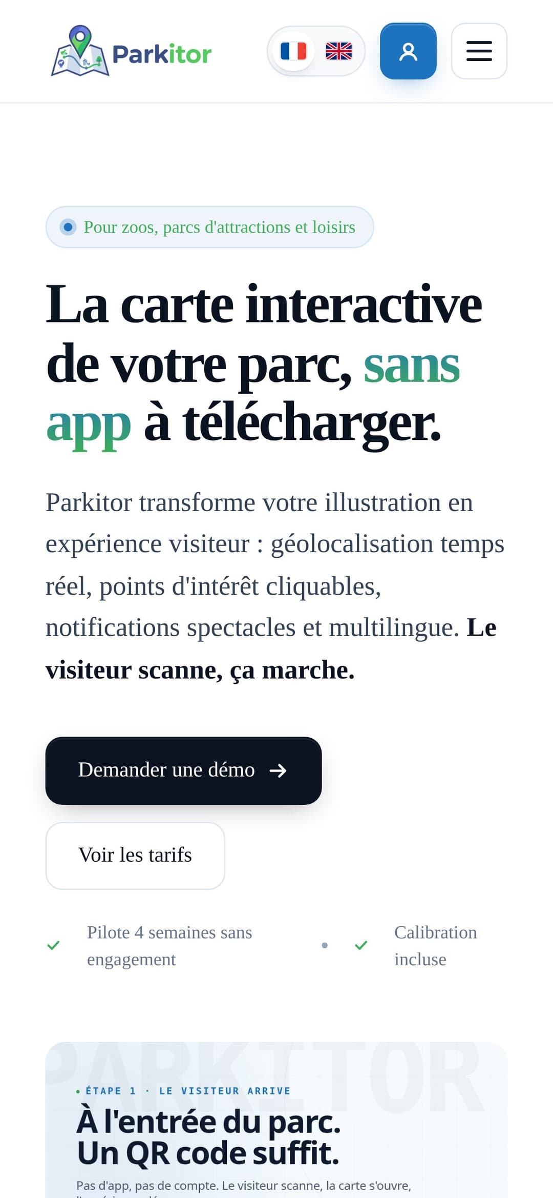 L'illustration du parc devient une carte — rendu mobile